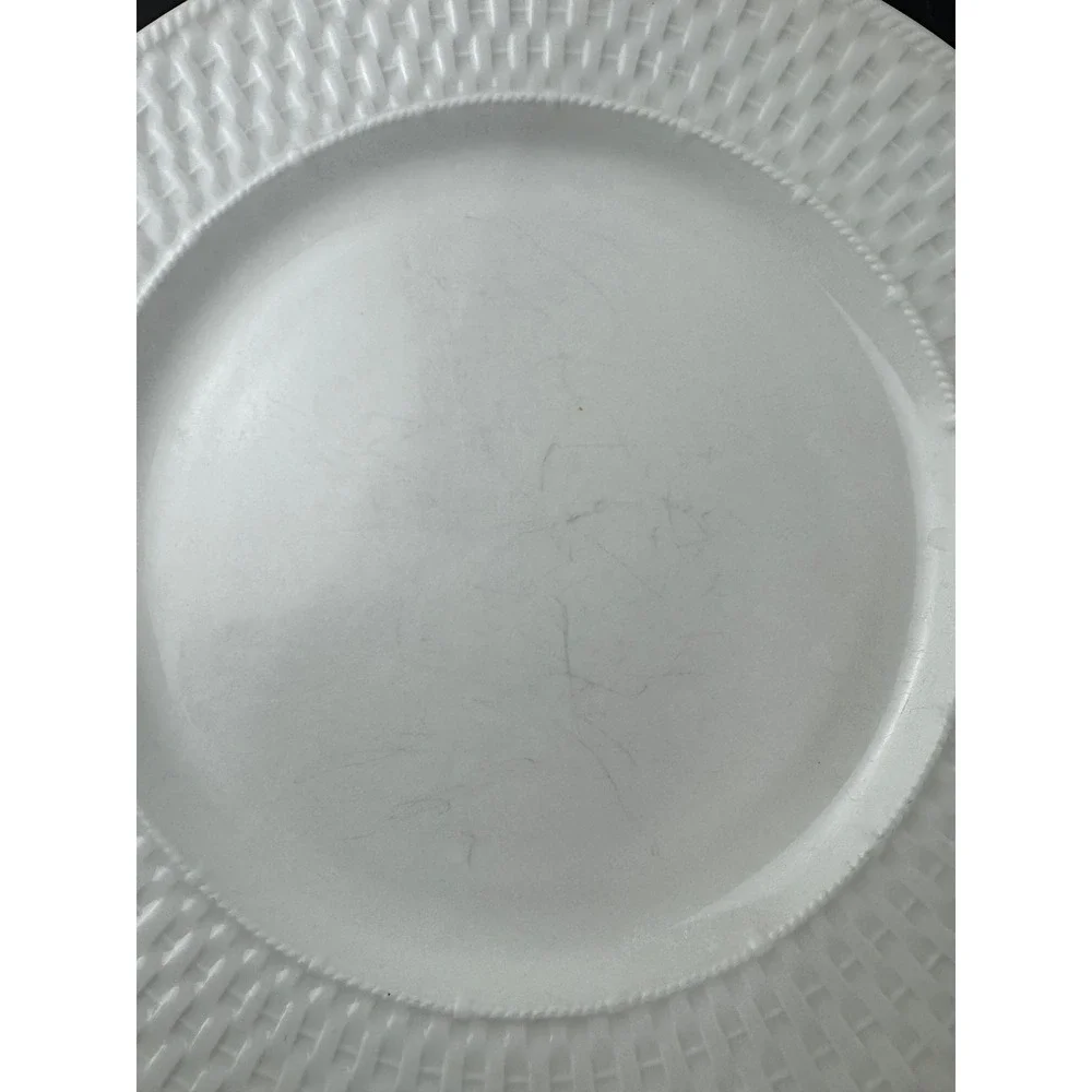 Sakura Oneida Basketweave White Stoneware Dinner Plate‎ 10.5 Inch
